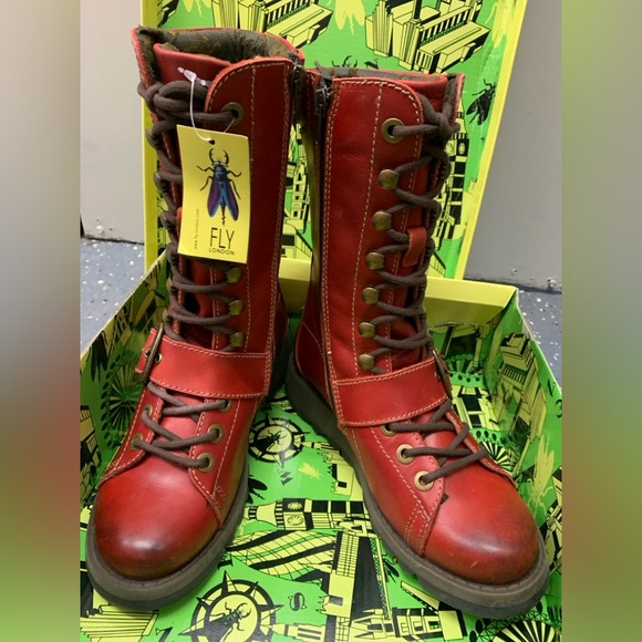 Fly London Red Rugged Boots - Picture 1 of 7